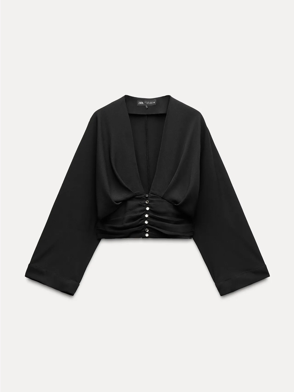 ZARA Black Cropped cinched Top